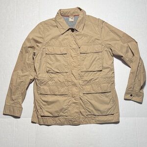 RELWEN Men's Utility Military Jacket Lightweight Cotton Nylon Khaki Minimal L